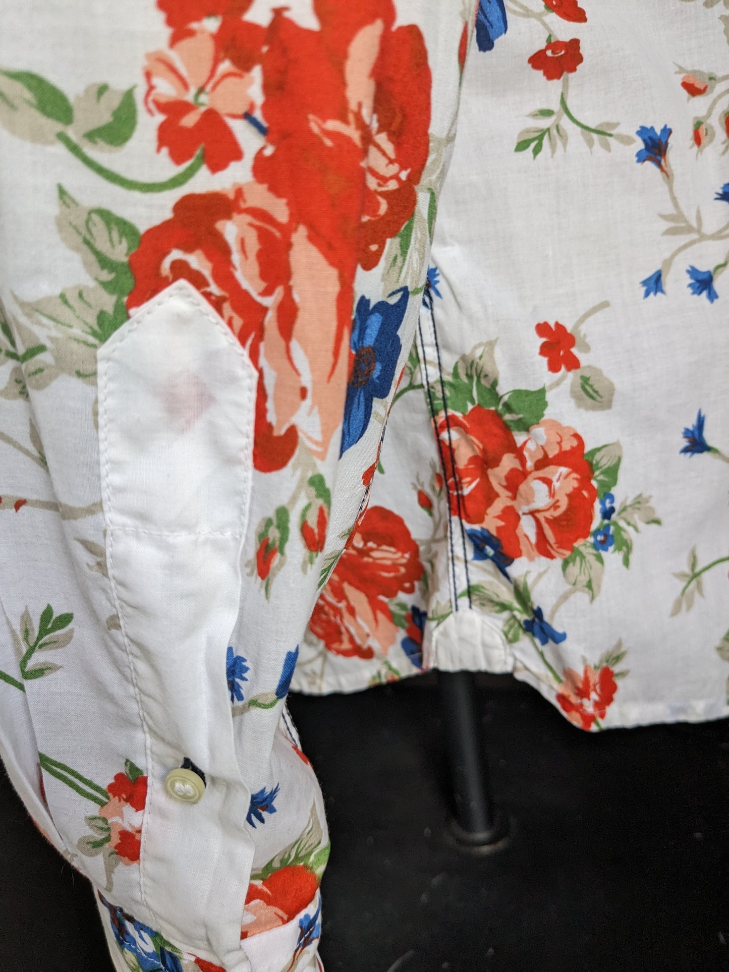 Chemise de Mason. Print de fleurs bleu vert rouge. Taille xl.