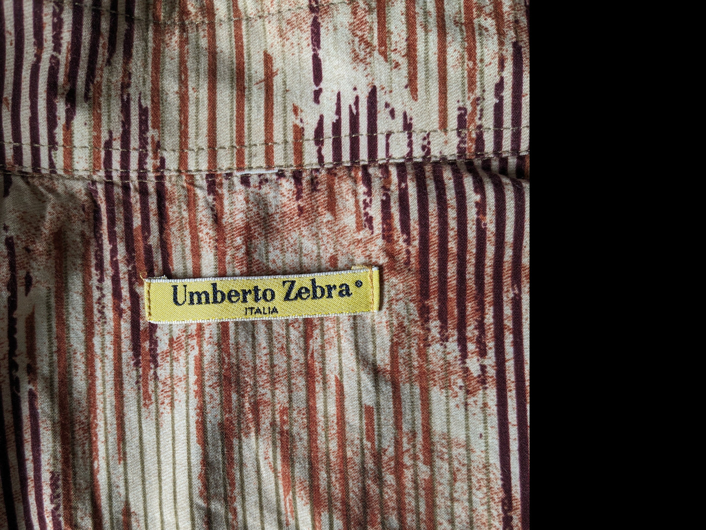 Umberto Zebra Shirt. Motif vert beige bordeaux. Taille xl.