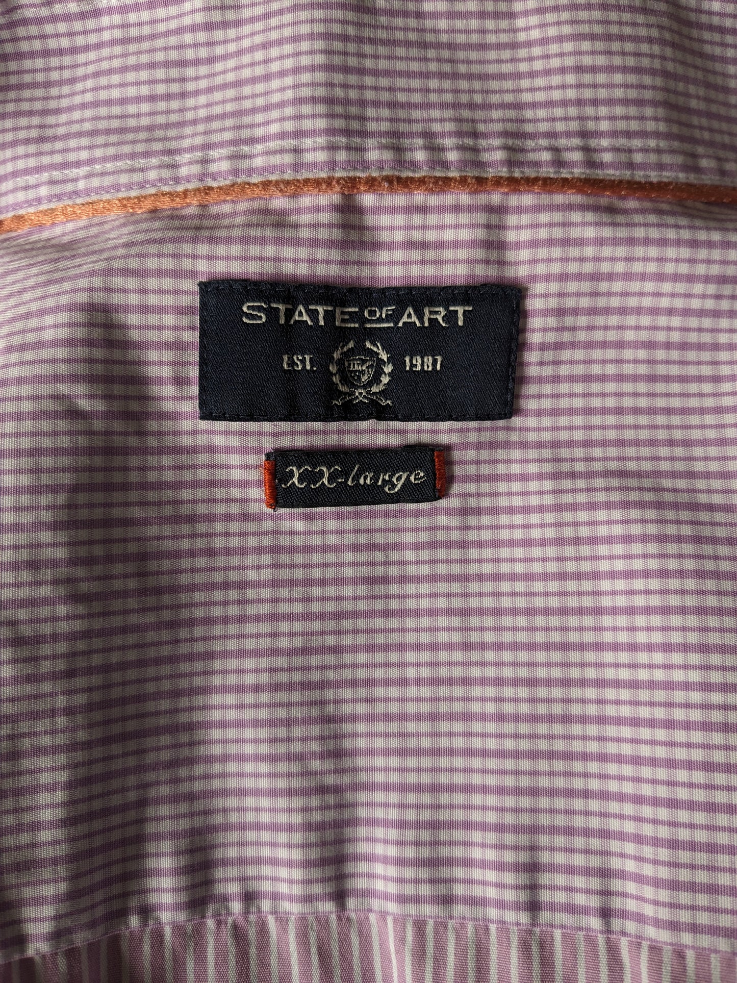 State of art shirt. Pink white striped. Size 2XL / XXL. Type of cufflinks.