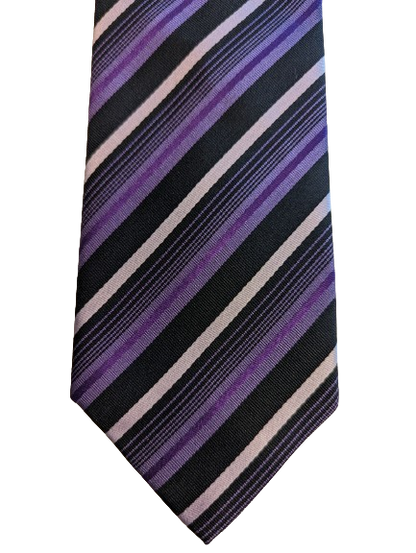 Michaelis Silk Tie. Brack et blanc violet.