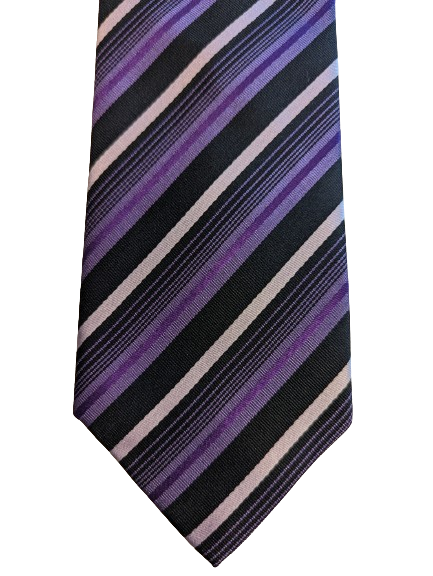 Michaelis Silk Tie. Brack et blanc violet.