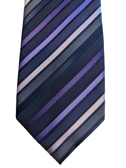 George zijde stropdas. Paars roze zwart gestreept.