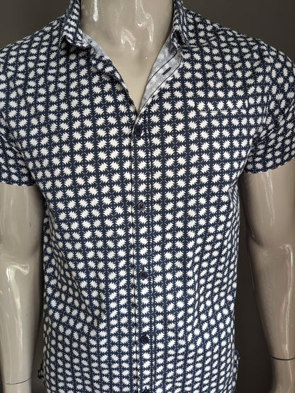 Dstrezzed Shirt Short Sleeve. Stampa bianca blu. Taglia M.