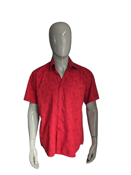 Vintage Pingle & Club -Shirt Kurzarm. Rotes schwarzes Motiv. Größe L.