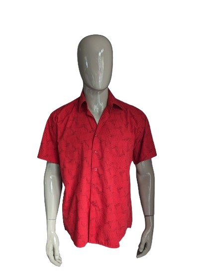 Vintage Pingle & Club -Shirt Kurzarm. Rotes schwarzes Motiv. Größe L.