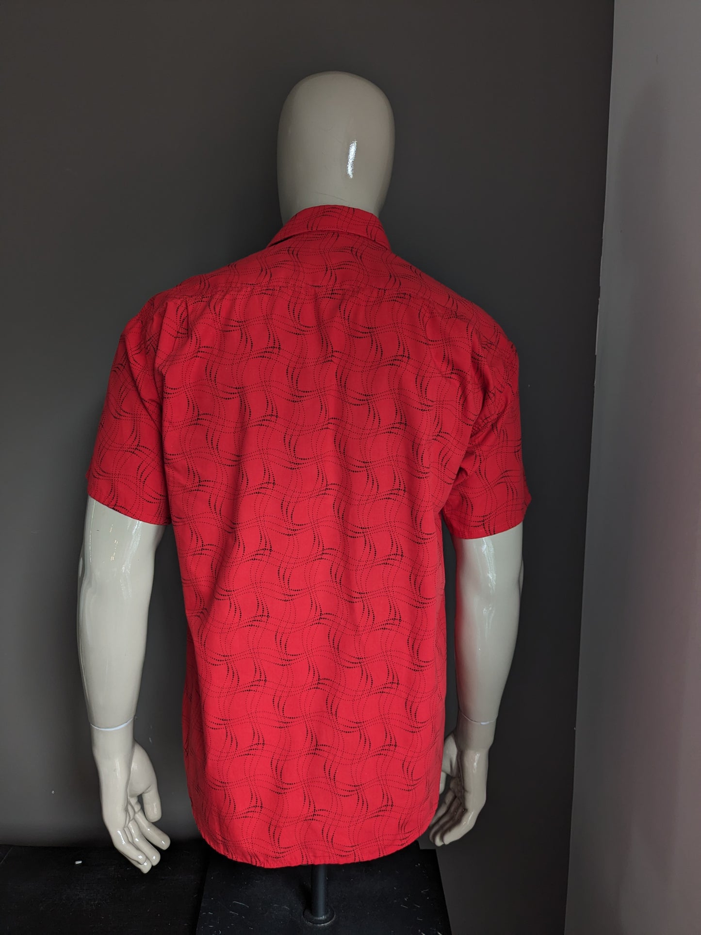 Vintage Pingle & Club Shirt Shirt Sleeve. Motif noir rouge. Taille L.