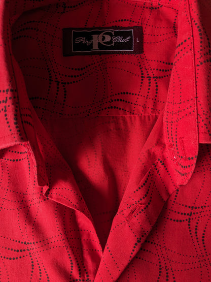 Vintage Pingle & Club Shirt Shirt Sleeve. Motif noir rouge. Taille L.