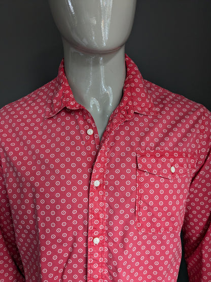 Scotch & Soda camisa. Estampado blanco rosa. Tamaño xl.