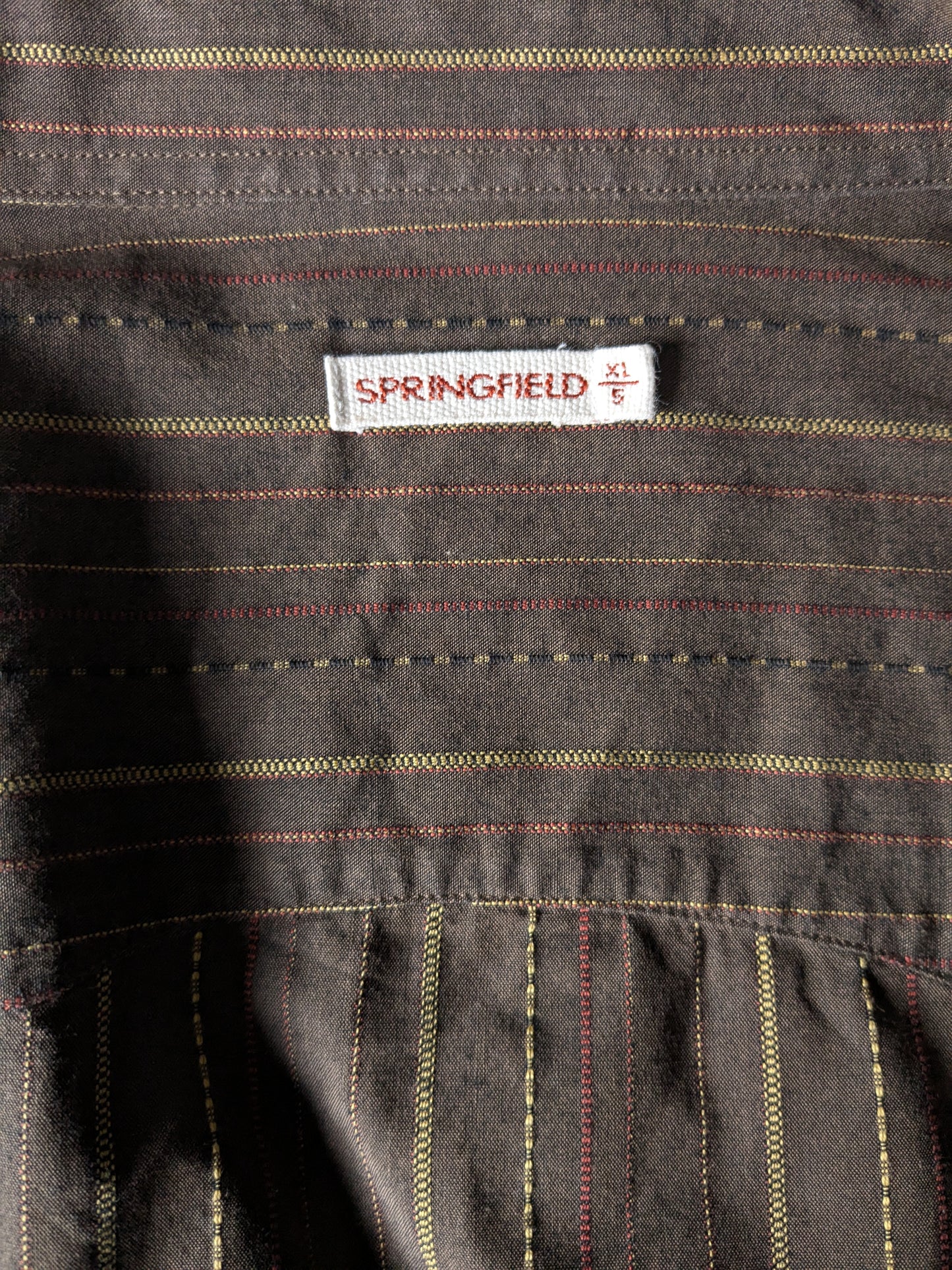 Springfield shirt with press studs. Western Style.  Brown yellow red striped. Size XL