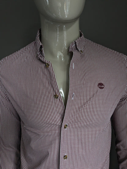 Camicia Timberland. White a scacchi rossi. Size S. Slim Fit.