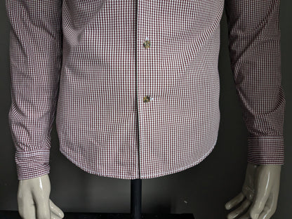 Camicia Timberland. White a scacchi rossi. Size S. Slim Fit.