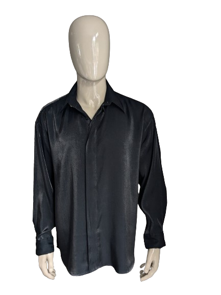 Camicia elliot vintage. Motivo luccicante nero. Taglia XL.