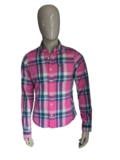 Abercrombie & Fitch shirt. Pink blue green checked. Size L. Type Muscle.