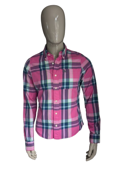 Abercrombie & Fitch shirt. Pink blue green checked. Size L. Type Muscle.