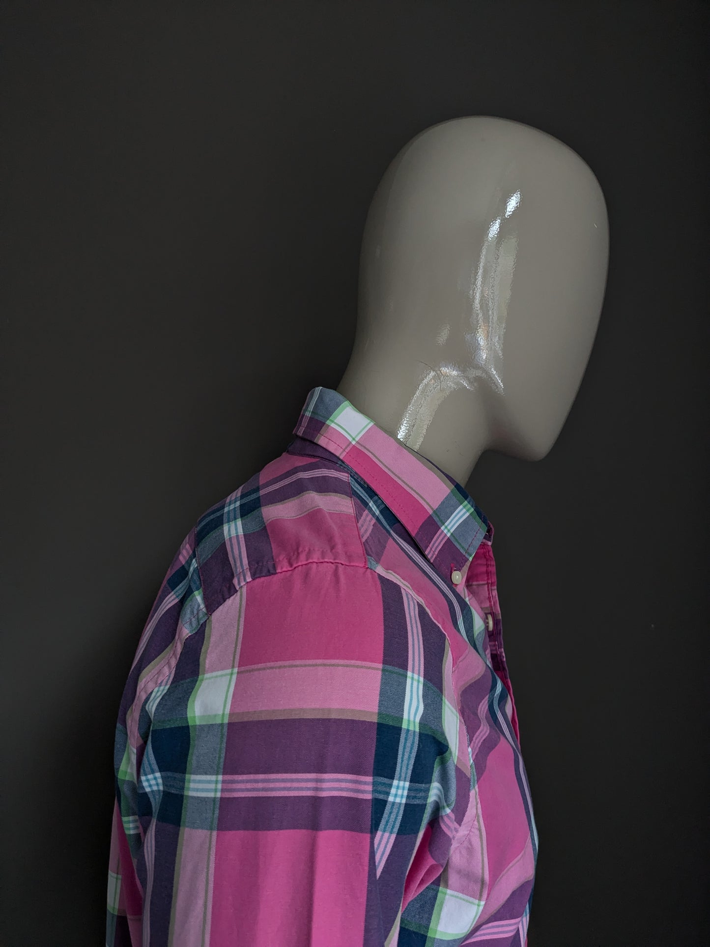 Camicia Abercrombie & Fitch. Verde blu rosa controllato. Dimensione L. Tipo muscolo.