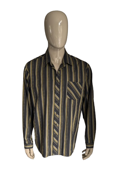 Camicia vintage Williams. Strisce bianche gialle grigie. Dimensione 2xl / xxl.