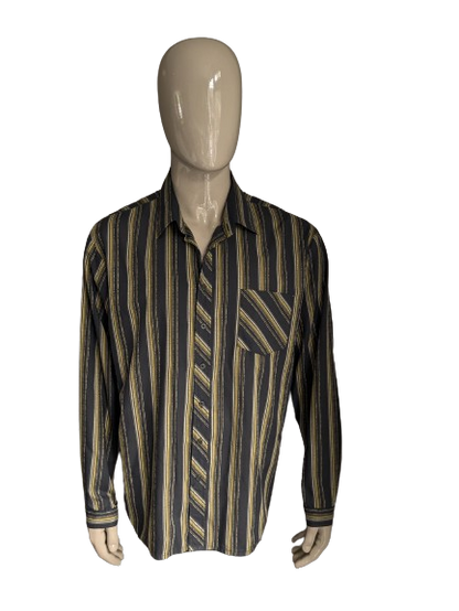 Camicia vintage Williams. Strisce bianche gialle grigie. Dimensione 2xl / xxl.