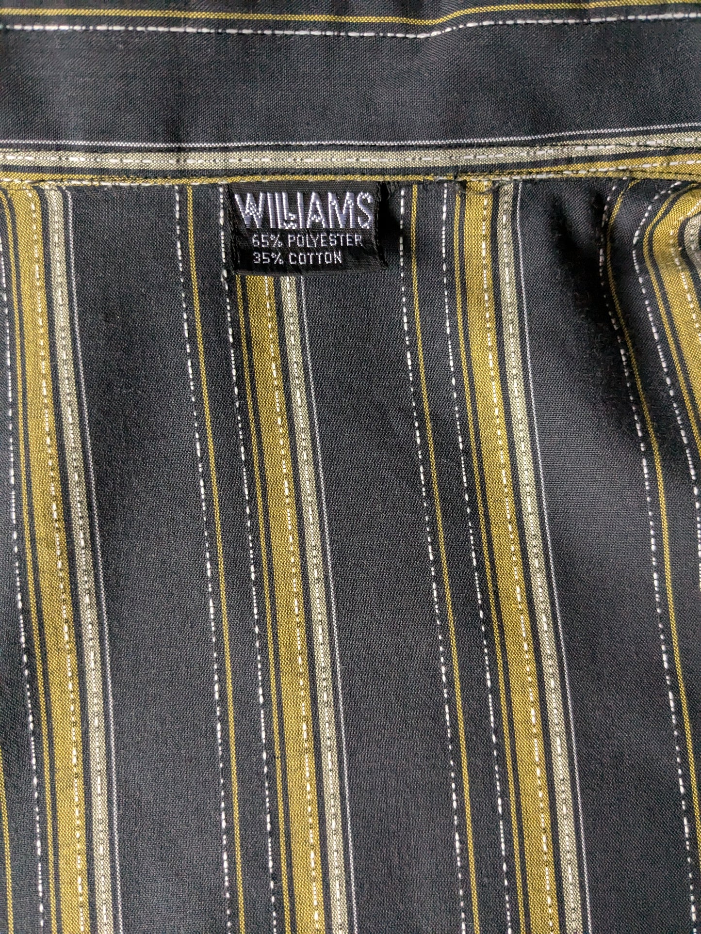 Vintage Williams overhemd. Grijs Geel Wit gestreept. Maat 2XL / XXL.