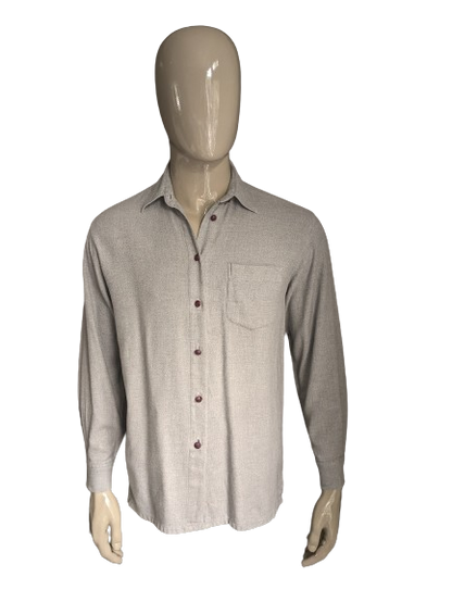 Camisa de primavera vintage. Gris claro mezclado. Talla M.