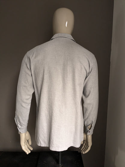 Chemise primlle vintage. Gris clair mélangé. Taille M.