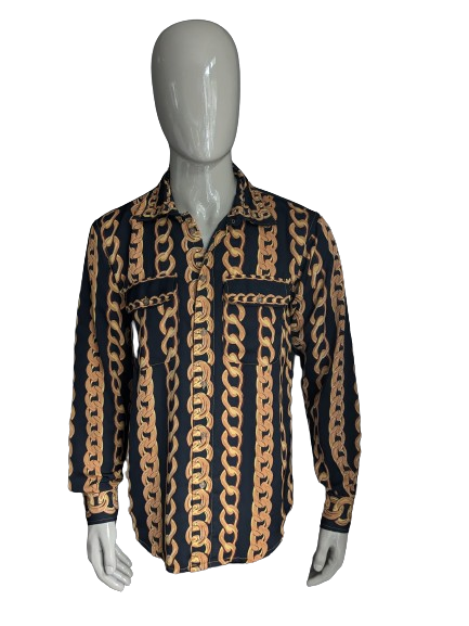 Brandless print shirt. Gold chain print. Size M.