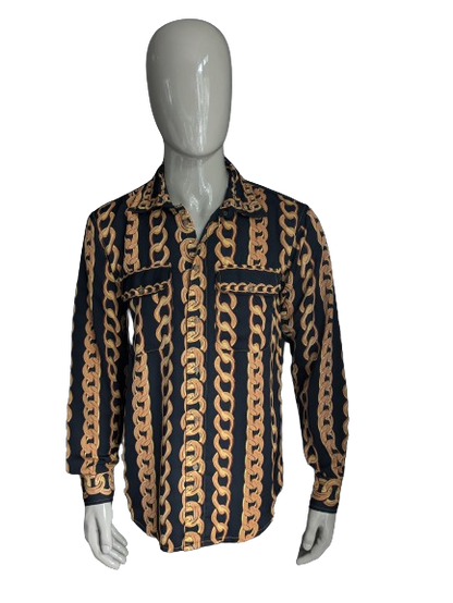 Brandless print shirt. Gold chain print. Size M.