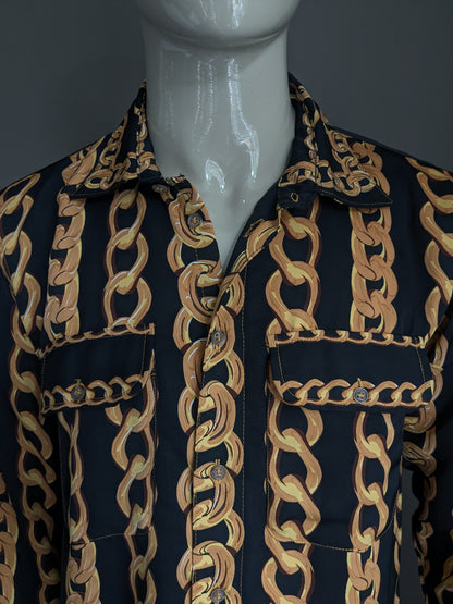 Brandless print shirt. Gold chain print. Size M.