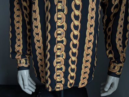 Brandless print shirt. Gold chain print. Size M.