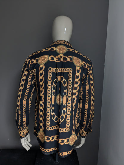 Brandless print shirt. Gold chain print. Size M.