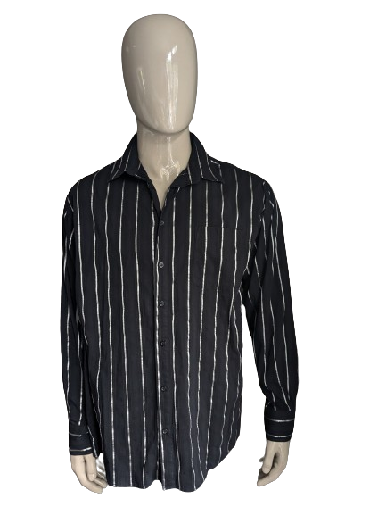 Chemise vintage. Black Silver Striped. Taille xl. extensible.