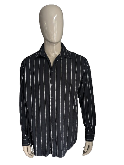 Chemise vintage. Black Silver Striped. Taille xl. extensible.