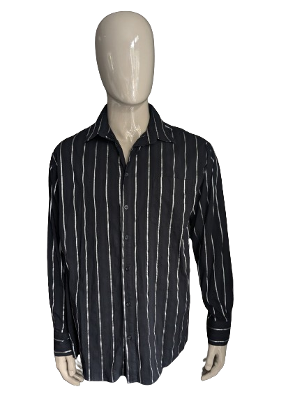 Vintage shirt. Black silver striped. Size XL. stretch.