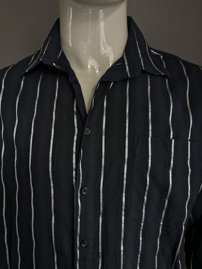 Chemise vintage. Black Silver Striped. Taille xl. extensible.