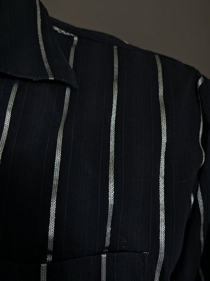 Vintage shirt. Black silver striped. Size XL. stretch.