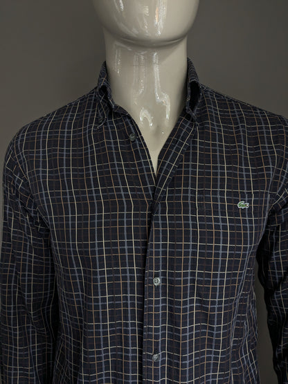 Camicia lacoste. Lilla di beige marrone controllato. Taglia 38 / S.