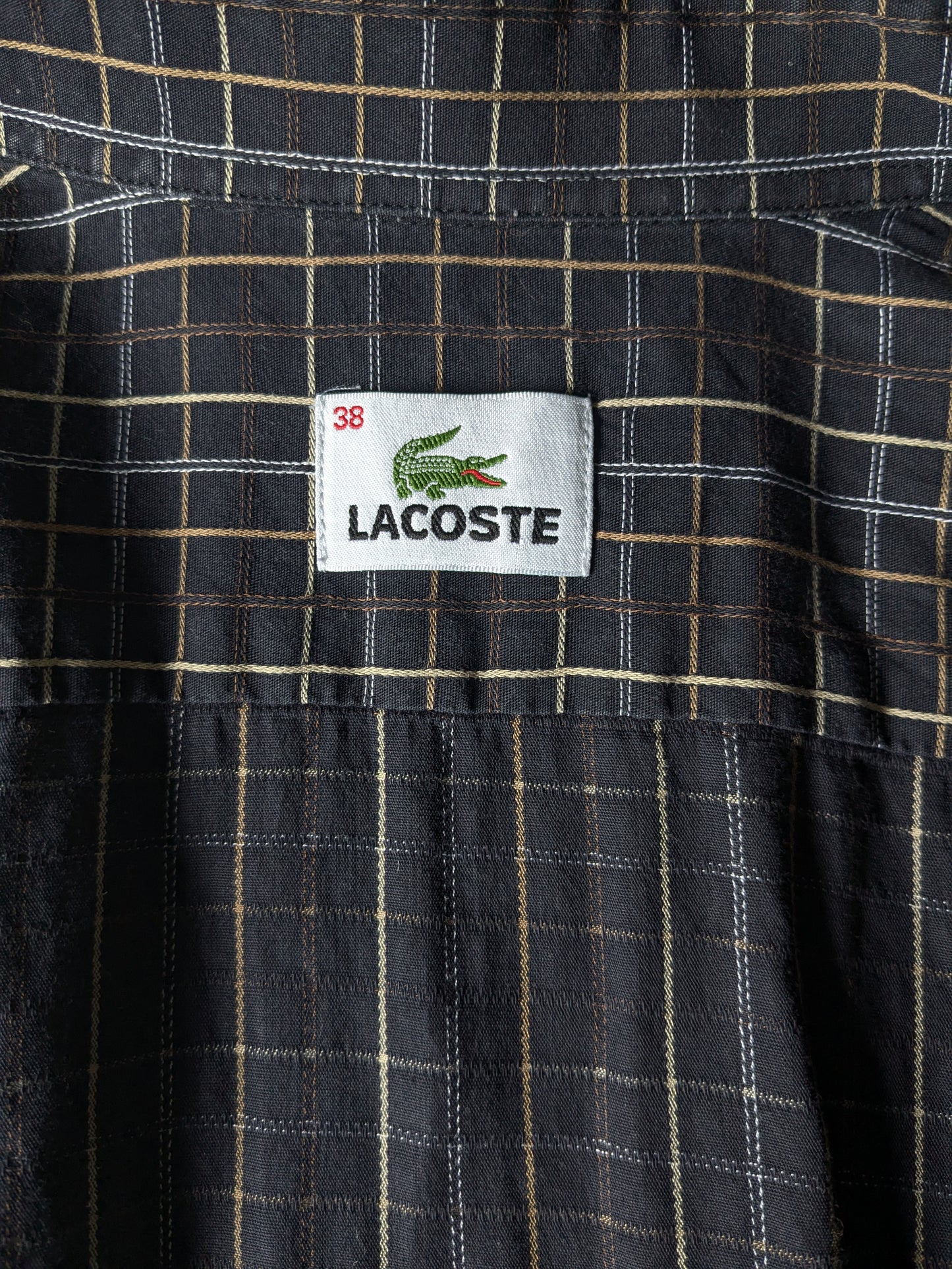 Camicia lacoste. Lilla di beige marrone controllato. Taglia 38 / S.