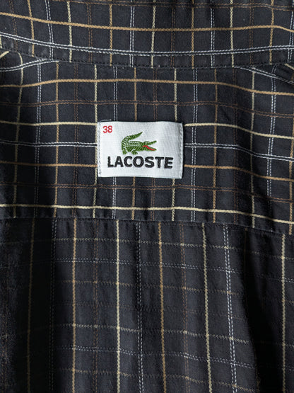 Lacoste -Hemd. Brown beige lilac überprüft. Größe 38 / S.