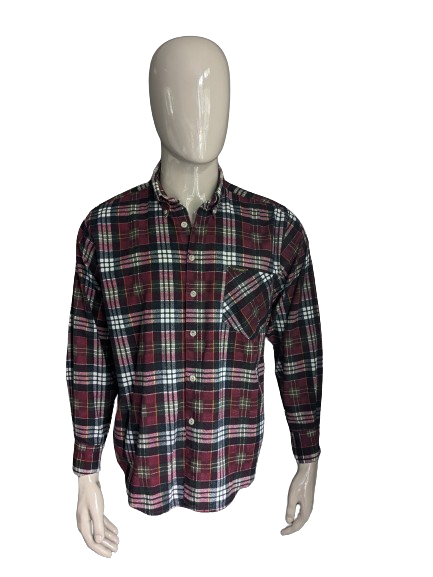 Chemise de flanelle Wangler Western vintage. Vert vert rouge à carreaux. Taille L.