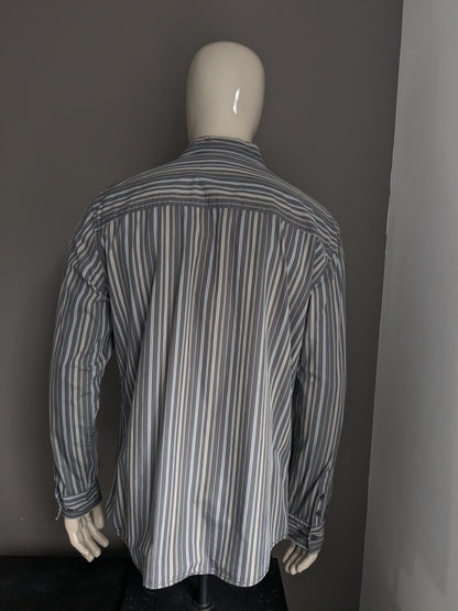 Chemise Mustang. Boue bleu gris rayé. Taille xl.