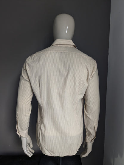 Austin de Vintage des années 70 a roulé avec un collier. Brun beige rayé. Taille L.