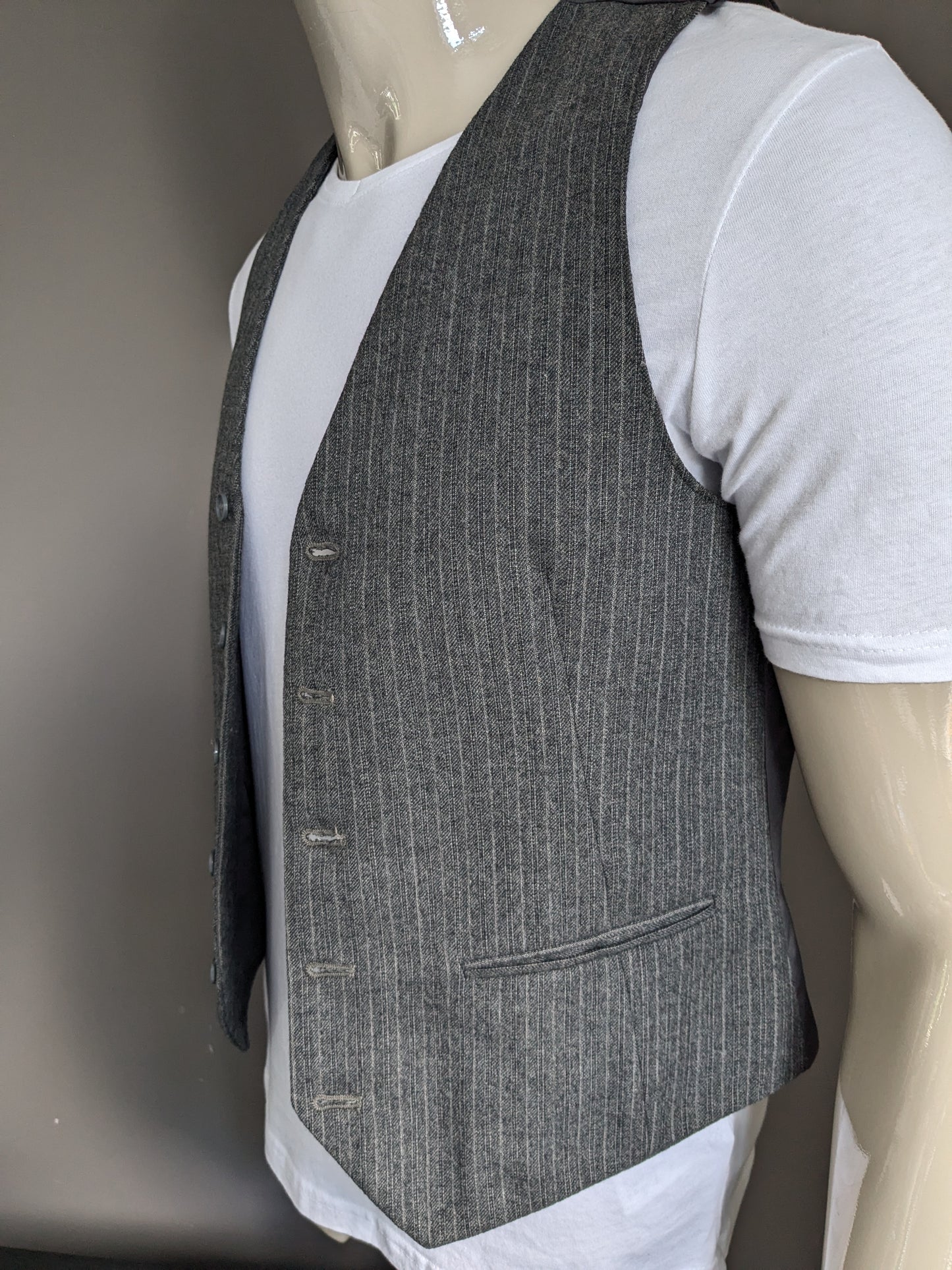 Woolen waistcoat. Gray striped. Size S. #341