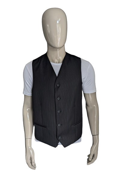 Waistcoat. Black gray brown striped. Size 52 / L. #342