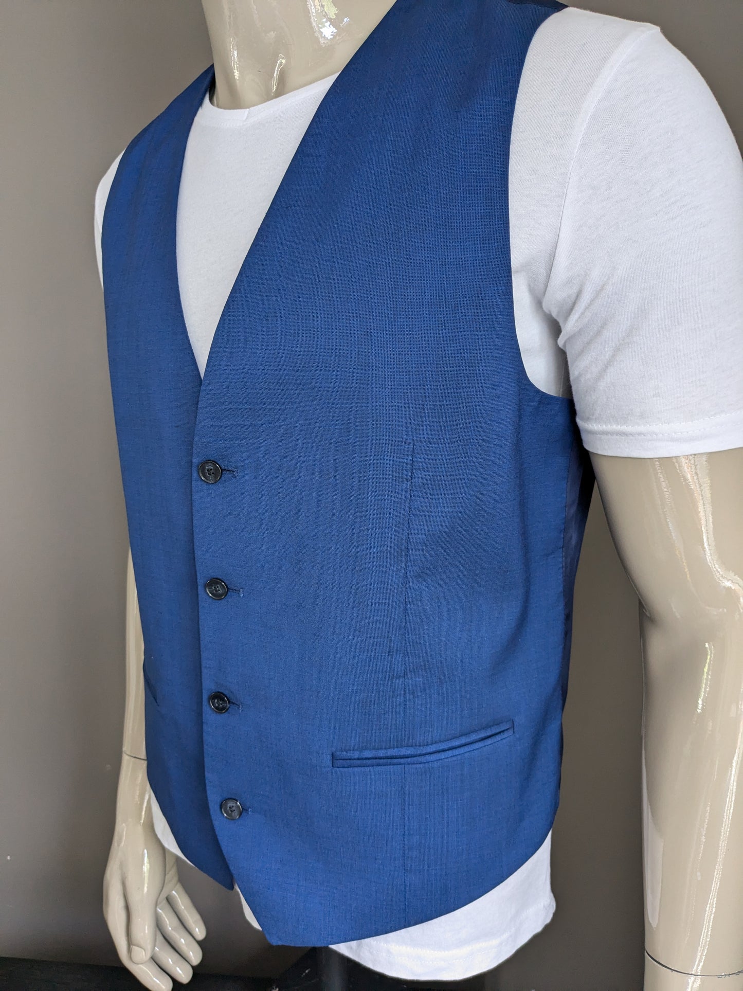 Hugo Boss waistcoat. Black blue motif. Size 52 / L.