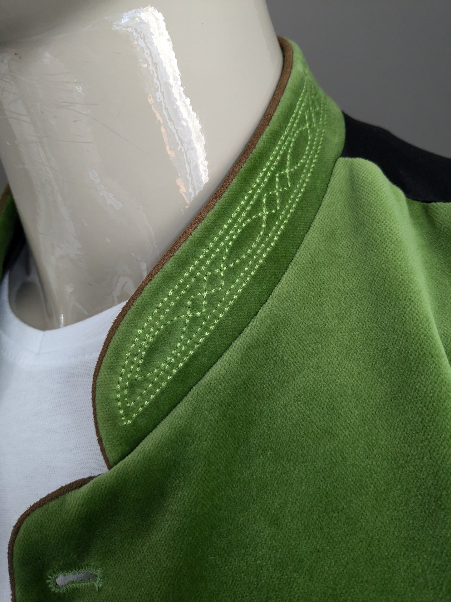 Bellissimo gilet vintage StockerPoint. Velvet sembra verde con pulsanti separati. Taglia XS.