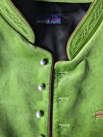 Beautiful vintage Stockerpoint waistcoat. Velvet look green with separate buttons. Size XS.