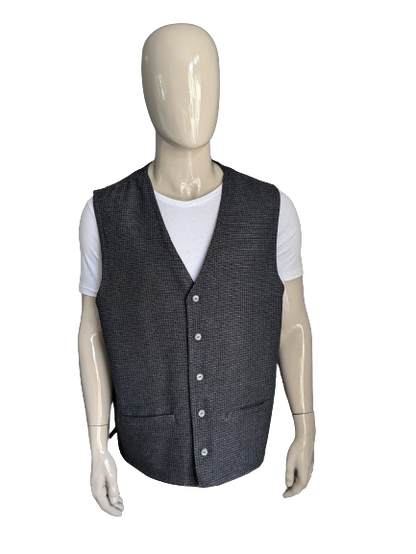 Casamoda gilet. Bruin  zwart grijs motief. Maat XXL / 2XL