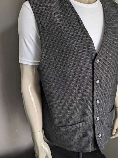 Casamoda gilet. Bruin  zwart grijs motief. Maat XXL / 2XL