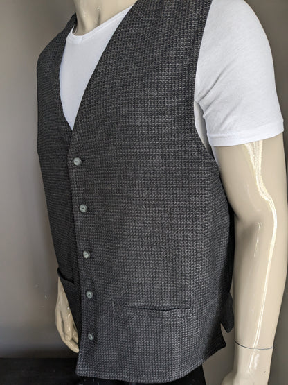 Casamoda gilet. Bruin  zwart grijs motief. Maat XXL / 2XL