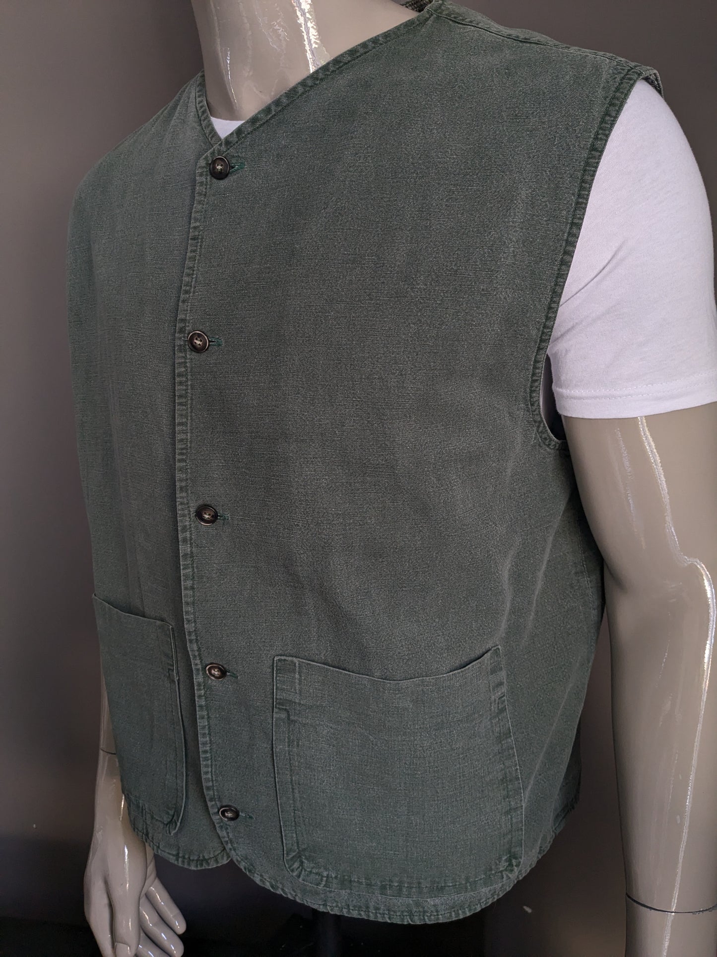 Vintage Dornbusch casual gilet. Groen motief. Maat XL / XXL