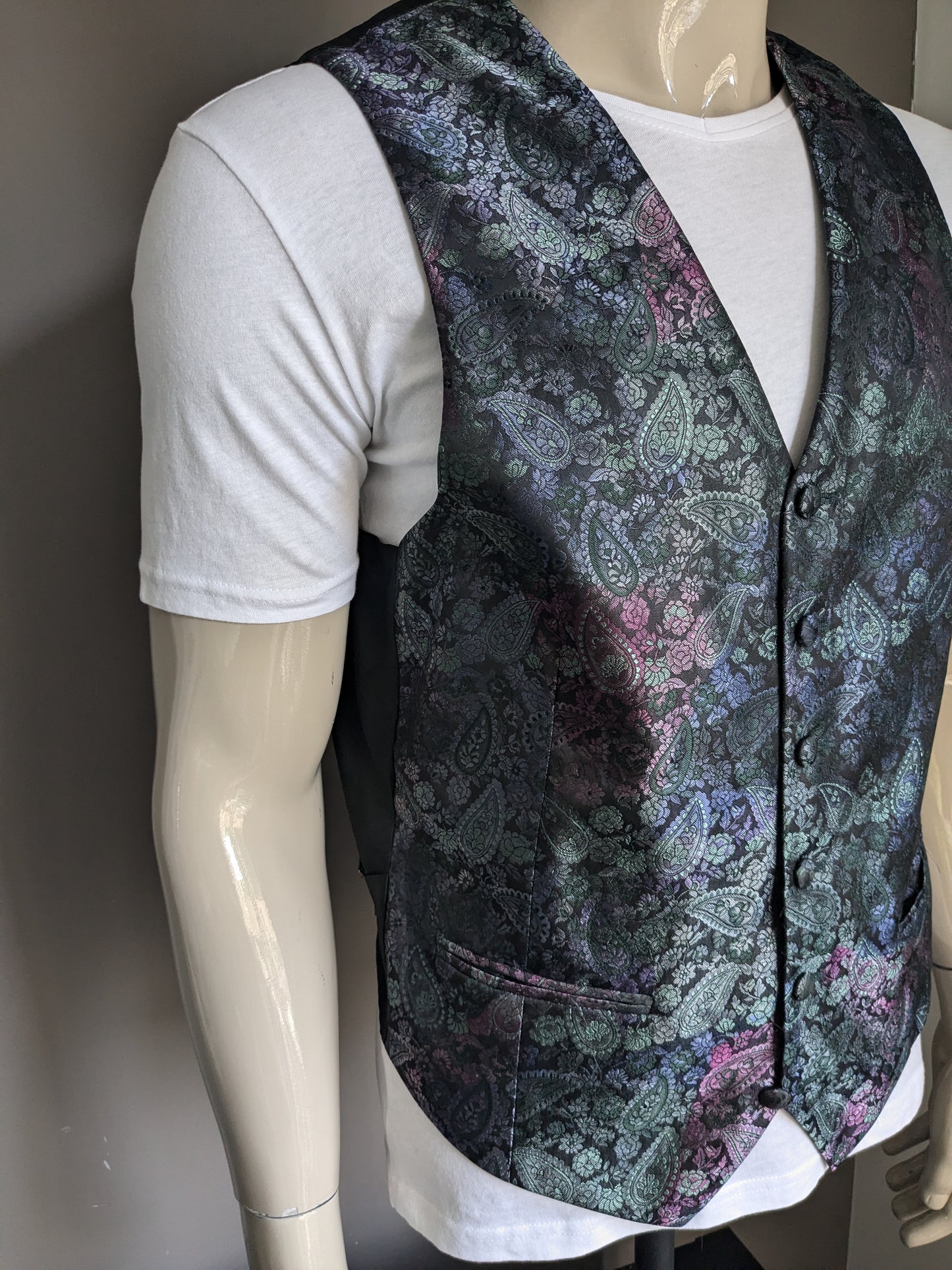 Vintage waistcoat. Purple green blue shiny metallic look. Size M.